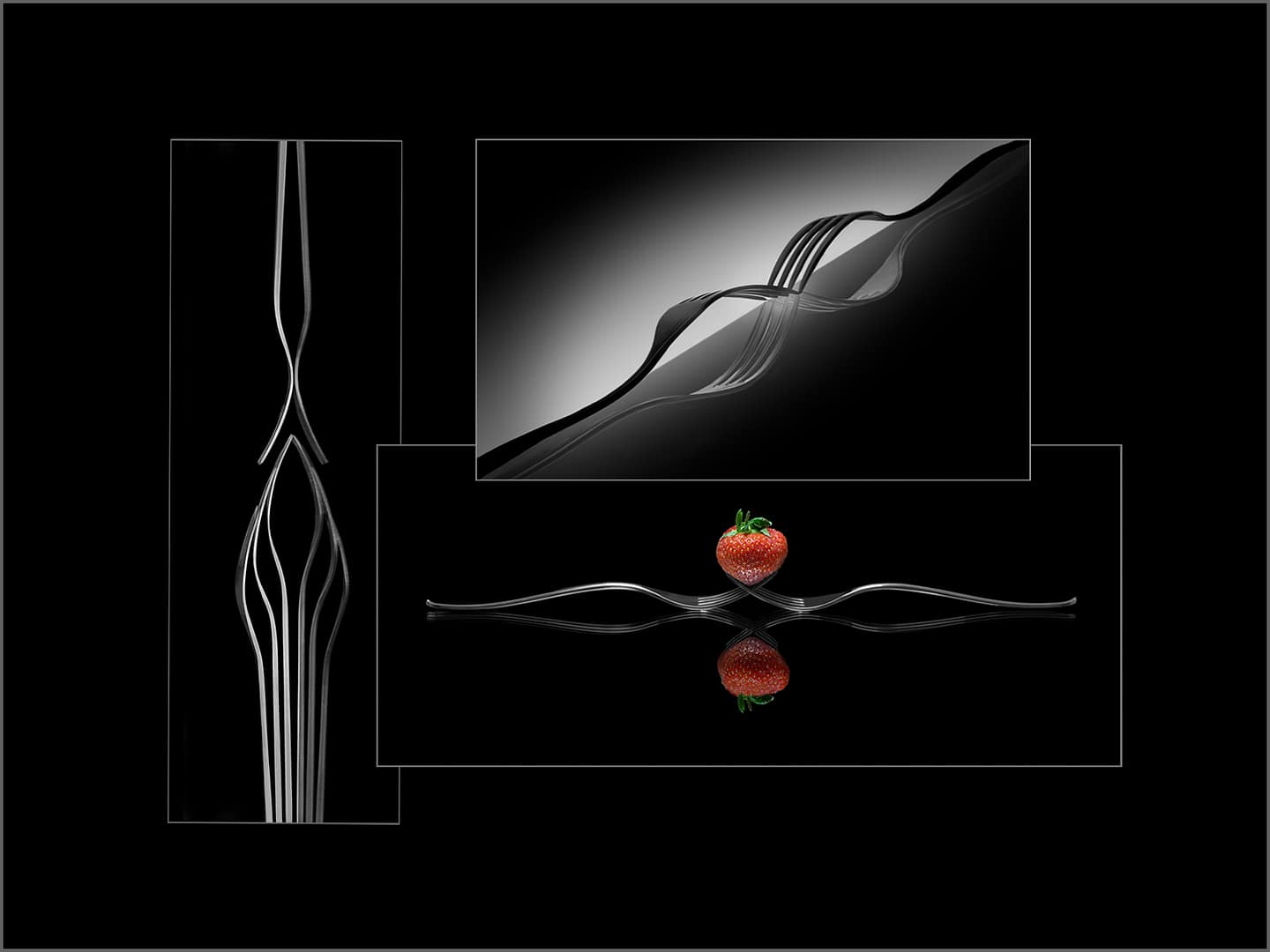 Commended FORKS AND STRAWBERRY TRIPTYCH by Roger Green